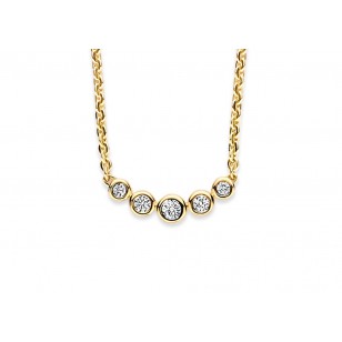 Collier chaîne 42+3cm or jaune 18K avec 0.073ct diamants naturels en serti clos or jaune 18K