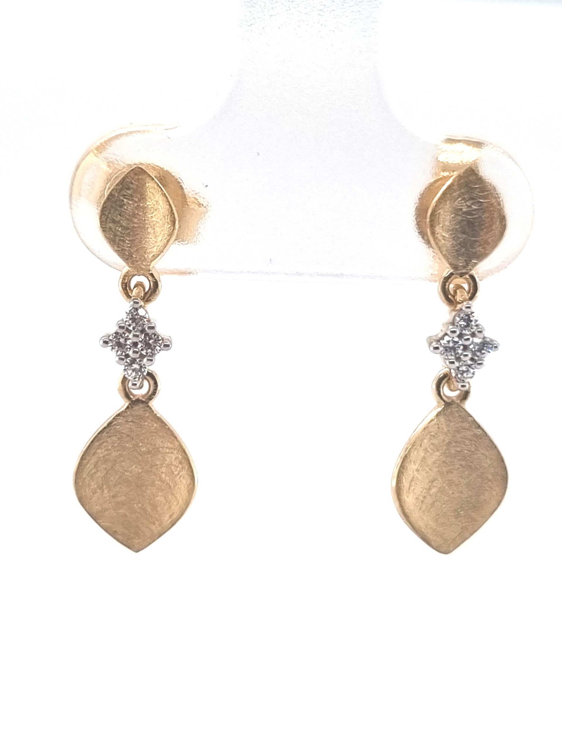 Boucles d'oreilles or jaune 18K et or blanc 18K avec zircon