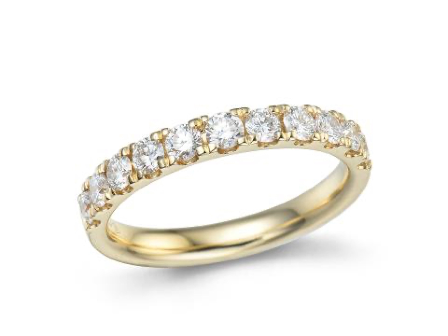 Bague alliance or jaune 18K avec 0.73ct diamants naturels