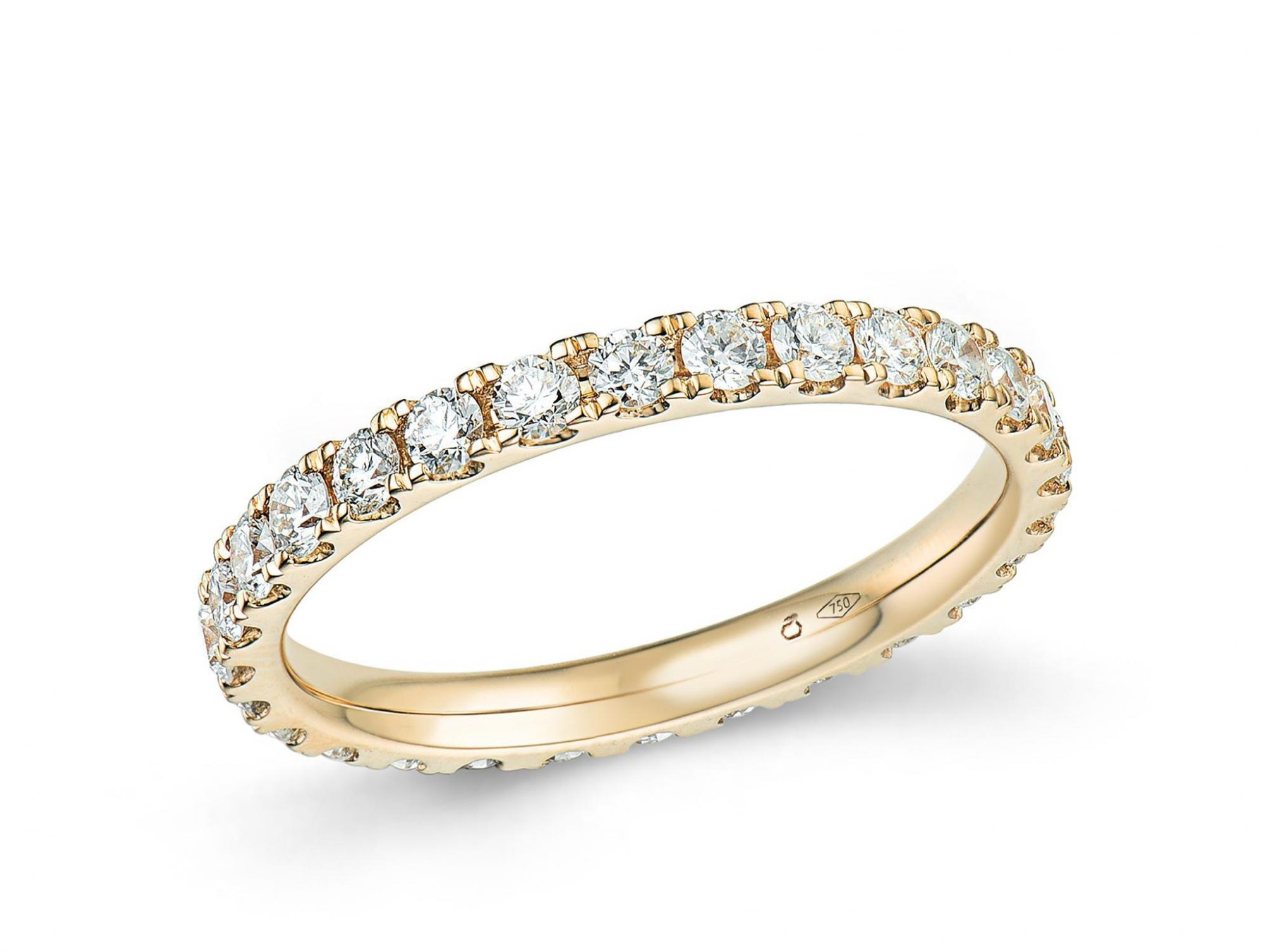 Bague alliance or jaune 18K avec 1.01ct diamants naturels
