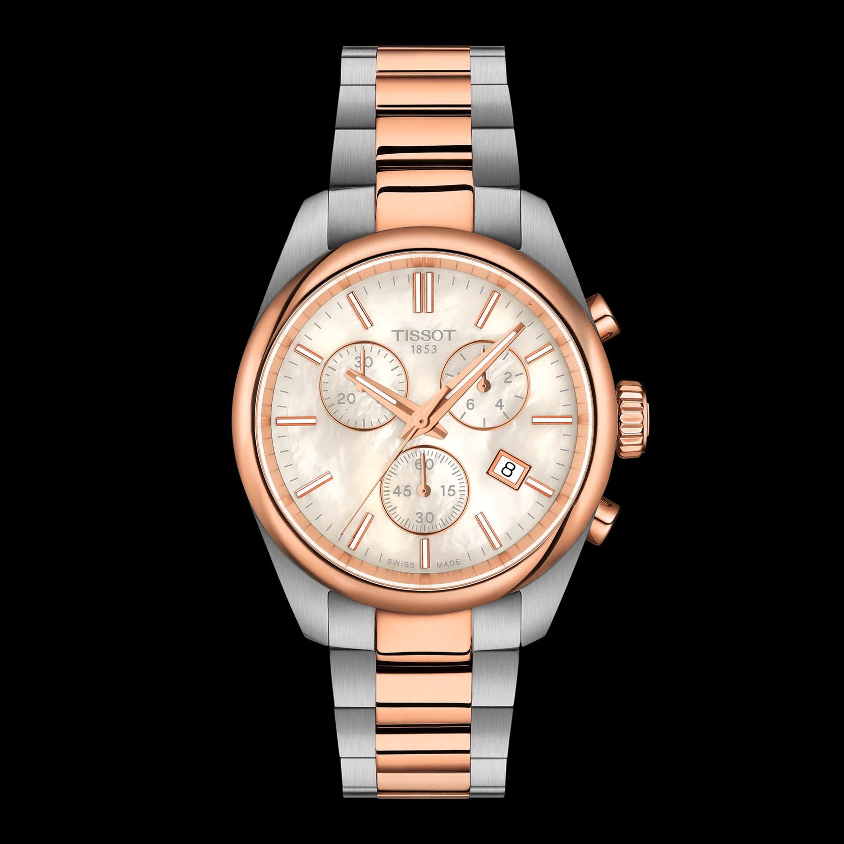 Montre Tissot PR 100 quartz, cadran nacre 36mm, boîtier en acier inoxydable 316L avec revêtement PVD