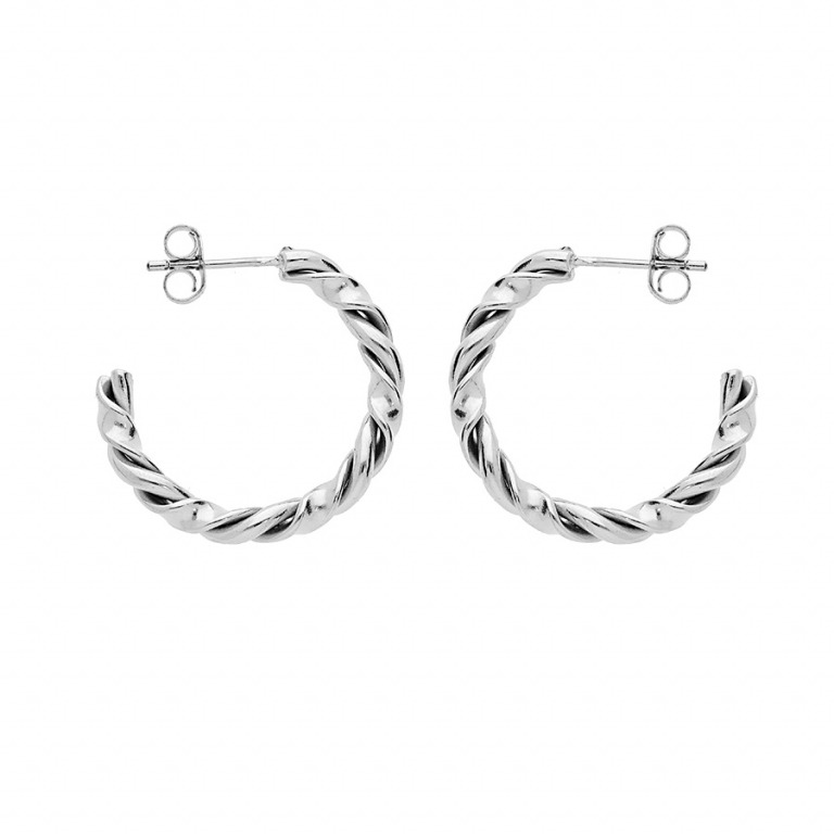 Boucles d'oreilles créoles torsade 24mm acier