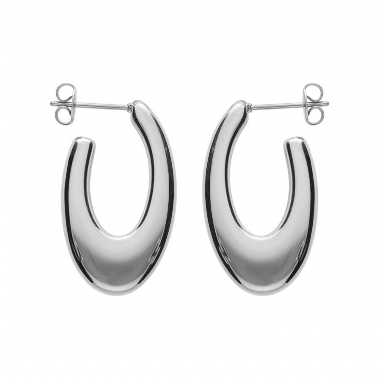 Boucles d'oreilles créoles forme ovale 30x17mm acier
