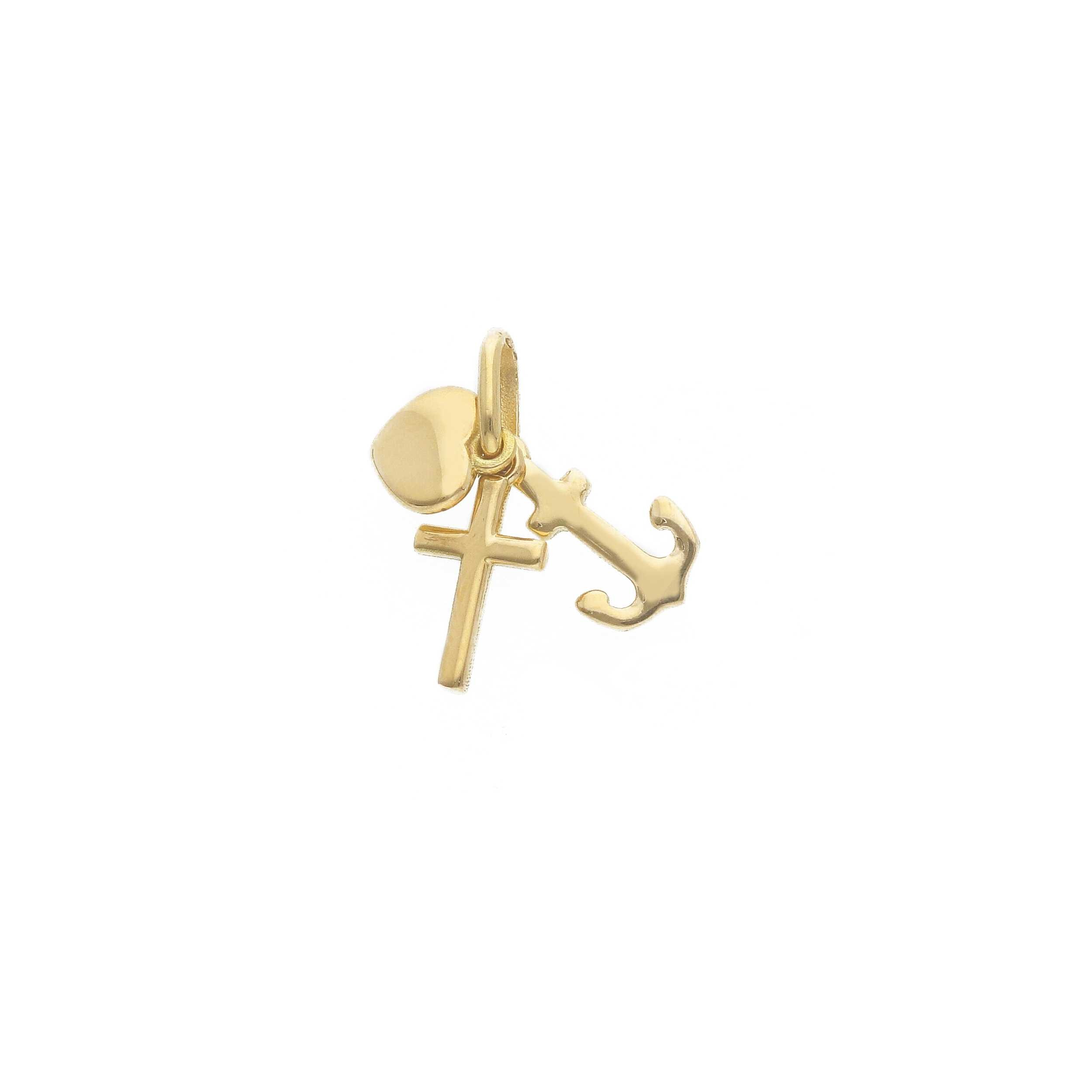 Pendentif des trois vertus théologales « Foi, Espérance et Charité » or jaune 18K