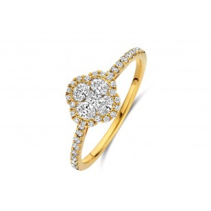 Bague or jaune 18K avec 0.53ct diamants naturels serti griffes or jaune 18K