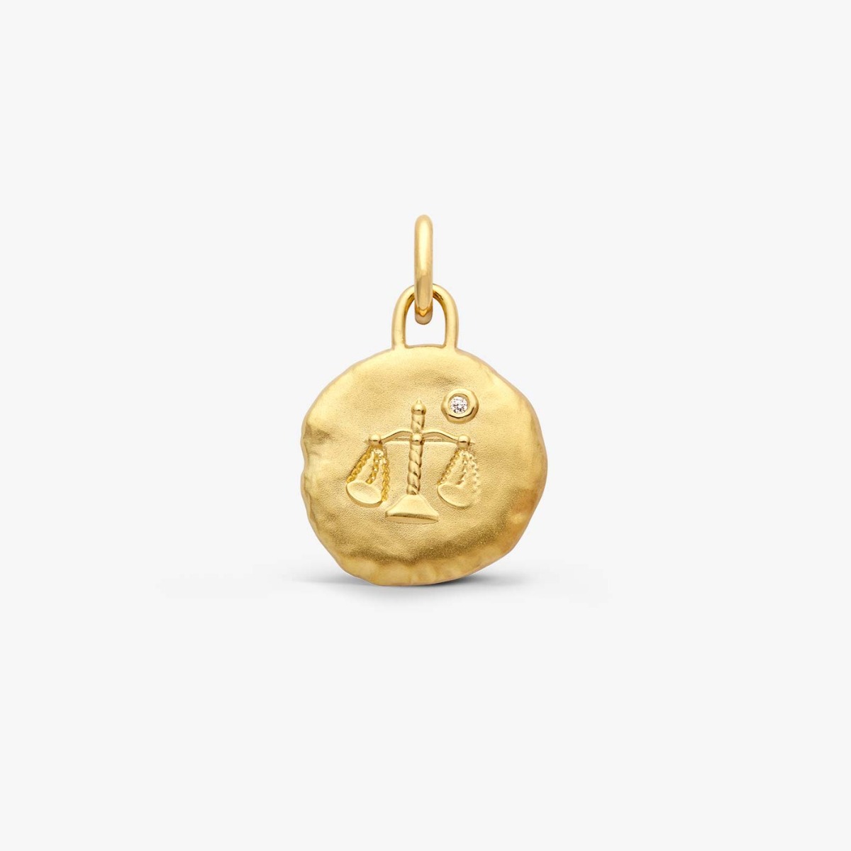 Pendentif médaille Astro Balance 15mm or jaune 18K avec 0.006ct diamant naturel de la marque française Arthus Bertrand Paris 1803, éco-responsable ( existe tous les autres signes astrologique)