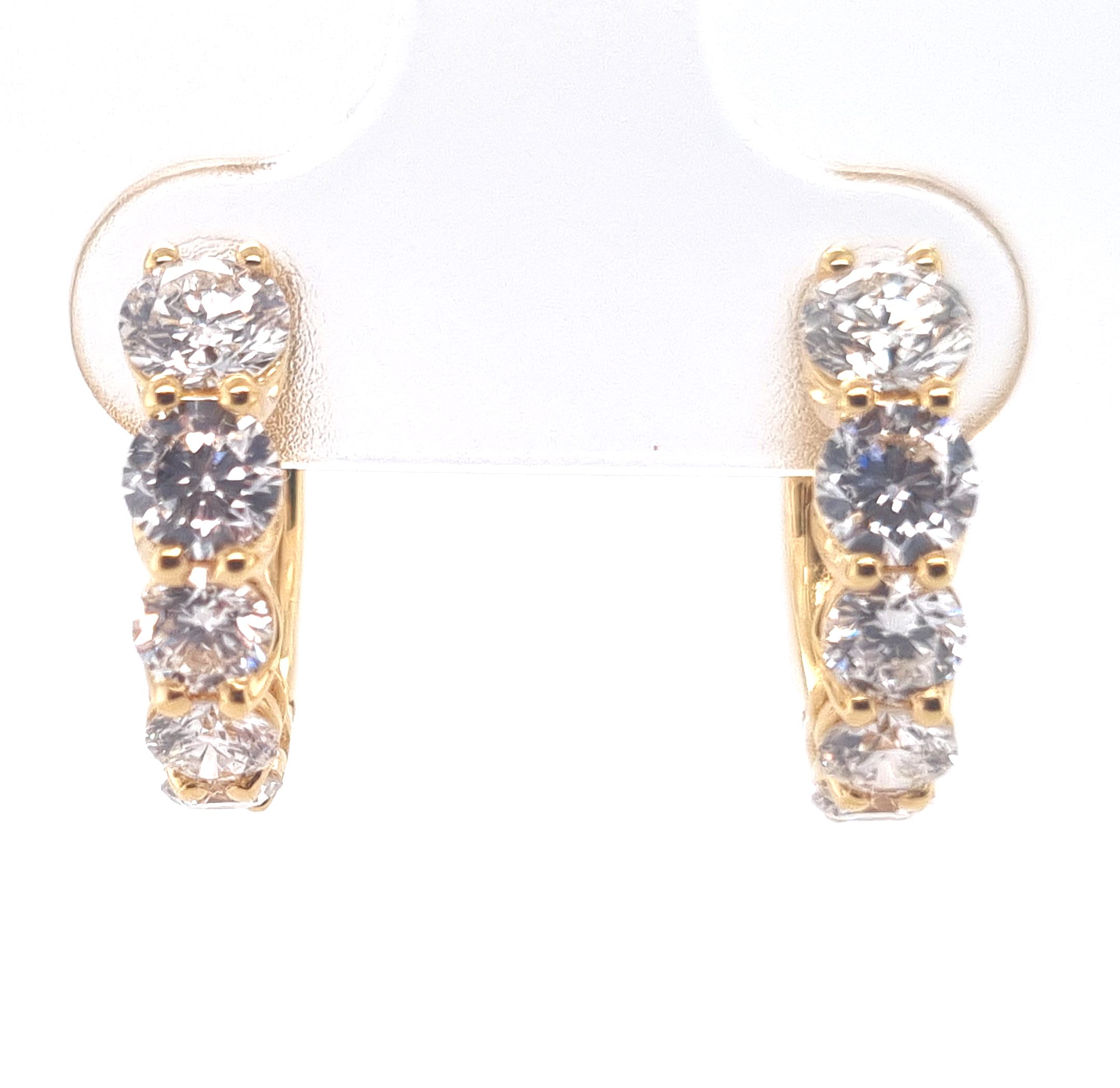 Boucles d'oreilles créoles 1cm or jaune 18K avec 2ct diamants écologique LAB GROWN F/VS laboratoire